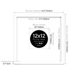 "12X12"" White Picture Frame - 12X12"" Square Frame With 8X8"" Mount For 12X12""/8X8"" Pictures Vintage Style Photo Display, 1 Pack" - thumbnail 2