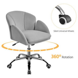 Yaheetech Modern Desk Chair For Home Office Makeup - Light Grey / Velvet - thumbnail 6