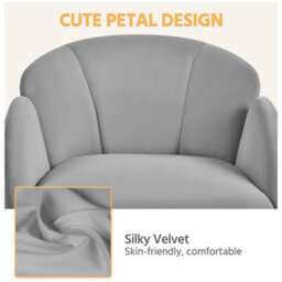 Yaheetech Modern Desk Chair For Home Office Makeup - Light Grey / Velvet - thumbnail 4