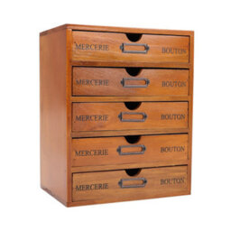 Living And Home 5 Tier Rustic Wooden Tabletop Storage Box Organizer - thumbnail 4