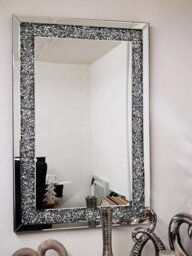 Large Jewel Wall Mirror Loose Diamante New Crystal Square Decor Mirror Gift 90Cm X 60Cm - thumbnail 4