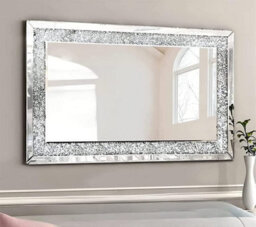 Large Jewel Wall Mirror Loose Diamante New Crystal Square Decor Mirror Gift 90Cm X 60Cm - thumbnail 1