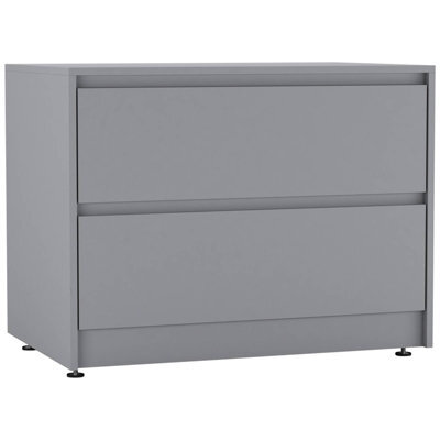 Urbn-Living Urbnliving 60Cm Height 2 Drawer Grey Chest Dresser Sideboard Storage Cabinet Unit W/ Adjustable Feet Bedroom - image 1