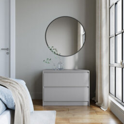 Urbn-Living Urbnliving 60Cm Height 2 Drawer Grey Chest Dresser Sideboard Storage Cabinet Unit W/ Adjustable Feet Bedroom - thumbnail 2