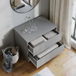 Urbn-Living Urbnliving 60Cm Height 2 Drawer Grey Chest Dresser Sideboard Storage Cabinet Unit W/ Adjustable Feet Bedroom - thumbnail 5