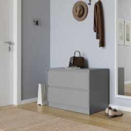 Urbn-Living Urbnliving 60Cm Height 2 Drawer Grey Chest Dresser Sideboard Storage Cabinet Unit W/ Adjustable Feet Bedroom - thumbnail 3