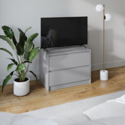 Urbn-Living Urbnliving 60Cm Height 2 Drawer Grey Chest Dresser Sideboard Storage Cabinet Unit W/ Adjustable Feet Bedroom - thumbnail 4