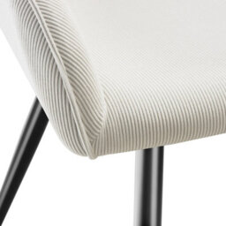 Tectake Set Of 2 Dining Chair Marilyn - Corduroy Look, Upholstered, Armchair, Continuous Backrest  - Cream/black - thumbnail 9
