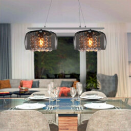 Long Life Lamps Company Modern Ceiling Crystal Droplet Pendant Light Double Smoked Grey Glass H3102 - thumbnail 8