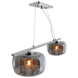 Long Life Lamps Company Modern Ceiling Crystal Droplet Pendant Light Double Smoked Grey Glass H3102 - thumbnail 4