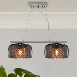 Long Life Lamps Company Modern Ceiling Crystal Droplet Pendant Light Double Smoked Grey Glass H3102 - thumbnail 7
