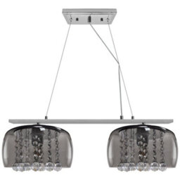 Long Life Lamps Company Modern Ceiling Crystal Droplet Pendant Light Double Smoked Grey Glass H3102 - thumbnail 3