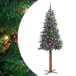 Vidaxl Slim Christmas Tree Green 180 Cm Pvc And Solid Pine Wood - thumbnail 2