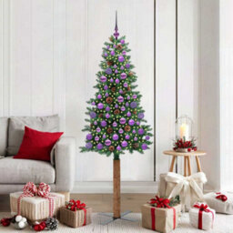 Vidaxl Slim Christmas Tree Green 180 Cm Pvc And Solid Pine Wood
