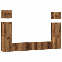 Berkfield 6 Piece Tv Cabinet Set Wall-Mounted Old Wood Engineered Wood - thumbnail 2