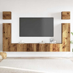Berkfield 6 Piece Tv Cabinet Set Wall-Mounted Old Wood Engineered Wood - thumbnail 3