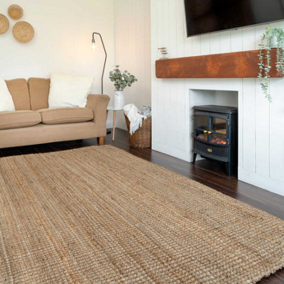 Loomed Handwoven Natural Chunky Jute Living Area Rug 190X280Cm - image 1