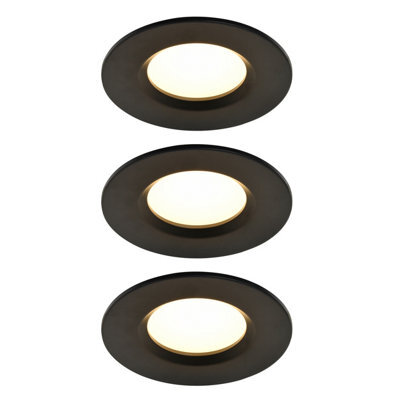 GoodHome Etana Black Non-Adjustable Led Warm Downlight 4.7W Ip65, Set Of 3 - image 1