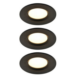 GoodHome Etana Black Non-Adjustable Led Warm Downlight 4.7W Ip65, Set Of 3 - thumbnail 1