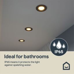 GoodHome Etana Black Non-Adjustable Led Warm Downlight 4.7W Ip65, Set Of 3 - thumbnail 8