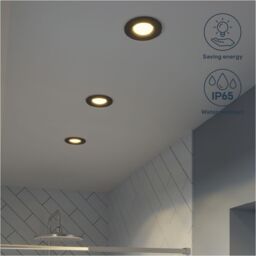 GoodHome Etana Black Non-Adjustable Led Warm Downlight 4.7W Ip65, Set Of 3 - thumbnail 7