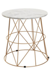 Orsina Marble Top White Side Table, Open Design Frame Bedside Table, Round End Table For Living Room, Lounge - thumbnail 3