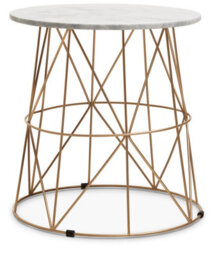 Orsina Marble Top White Side Table, Open Design Frame Bedside Table, Round End Table For Living Room, Lounge - thumbnail 1