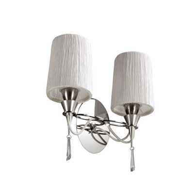 Luminosa Lighting Luminosa Lucca Wall Lamp Switched 2 Light E27, Polished Chrome With White Shades & Clear Crystal - image 1