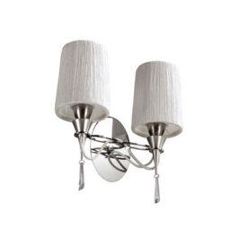 Luminosa Lighting Luminosa Lucca Wall Lamp Switched 2 Light E27, Polished Chrome With White Shades & Clear Crystal - thumbnail 1