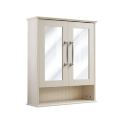 Homestylestore 650 X 750mm Antique White Wall Mounted Mirrored Door Bathroom Cabinet And Chrome T Bar Handles