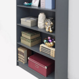 Timber Art Design 4 Tier Bookcase Tall Display Shelving Storage Unit Wood Furniture Dark Grey - thumbnail 3