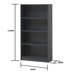 Timber Art Design 4 Tier Bookcase Tall Display Shelving Storage Unit Wood Furniture Dark Grey - thumbnail 5