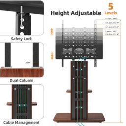 "Heavy Duty Floor Tv Stand Television Holder With Wood Floating Mount For 32-65""" - thumbnail 3