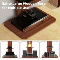 "Heavy Duty Floor Tv Stand Television Holder With Wood Floating Mount For 32-65""" - thumbnail 4
