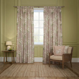 Sanderson Adele Floral Chenille Room Darkening Pencil Pleat Curtain Pair Rose (W)229Cm X (D)229Cm - thumbnail 2