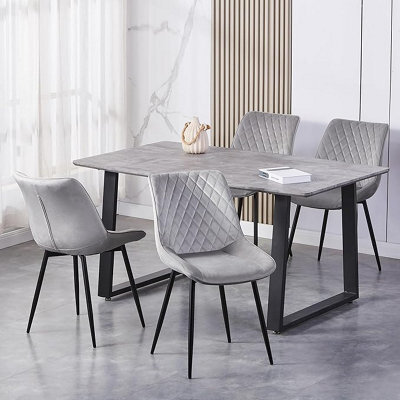MCC Direct Set Of 2 Dark Grey Velvet Effect Dining Chairs Plush Padded Upholstered Accent Chair - Elle By Mcc - image 1