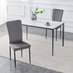 MCC Direct Set Of 2 Dark Grey Velvet Effect Dining Chairs Plush Padded Upholstered Accent Chair - Elle By Mcc - thumbnail 2