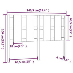 Berkfield Bed Headboard 140.5X4X100 Cm Solid Wood Pine - thumbnail 6