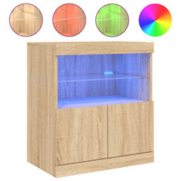 Berkfield Sideboard With Led Lights Sonoma Oak 60X37X67 Cm - thumbnail 2