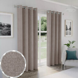 Moonlight Bedding Linen Texture 100%blackout Eyelet Curtain Pair Thermal Insulated For Summer Winter Curtains (Beige,66''x90'') - thumbnail 1