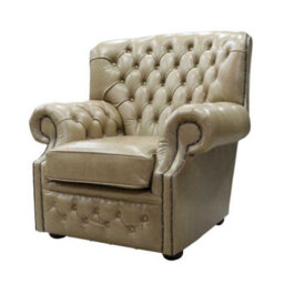Chesterfield Handmade Armchair Old English Parchment Leather In Monks Style - thumbnail 3