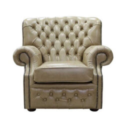 Chesterfield Handmade Armchair Old English Parchment Leather In Monks Style - thumbnail 1