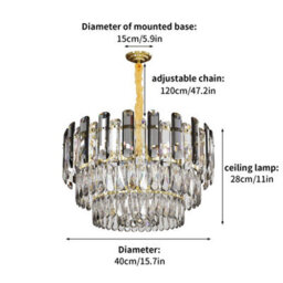 Vrygle 40Cm Heavy Duty Raindrop Crystal Chandelier Pendant Ceiling Light Restaurant Kitchen Hotel - thumbnail 2