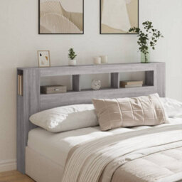 Berkfield Led Headboard Grey Sonoma 180X18.5X103.5 Cm Engineered Wood - thumbnail 4