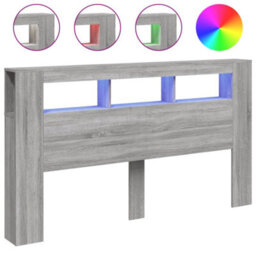 Berkfield Led Headboard Grey Sonoma 180X18.5X103.5 Cm Engineered Wood - thumbnail 2