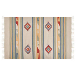 Beliani Rug Aparan Beige 140 X 200 Cm Cotton Kilim - thumbnail 1