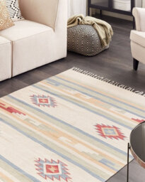 Beliani Rug Aparan Beige 140 X 200 Cm Cotton Kilim - thumbnail 2
