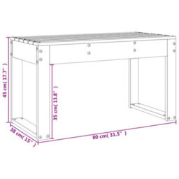 Vidaxl Garden Bench 80X38X45 Cm Solid Wood Pine Garden Benches - thumbnail 8