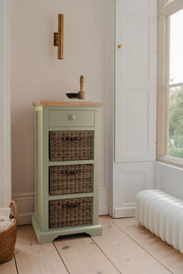 Statement Furniture Florence Tallboy With Drawer And 3 Storage Baskets - Sage Green - image 1