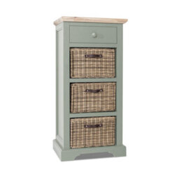 Statement Furniture Florence Tallboy With Drawer And 3 Storage Baskets - Sage Green - thumbnail 4